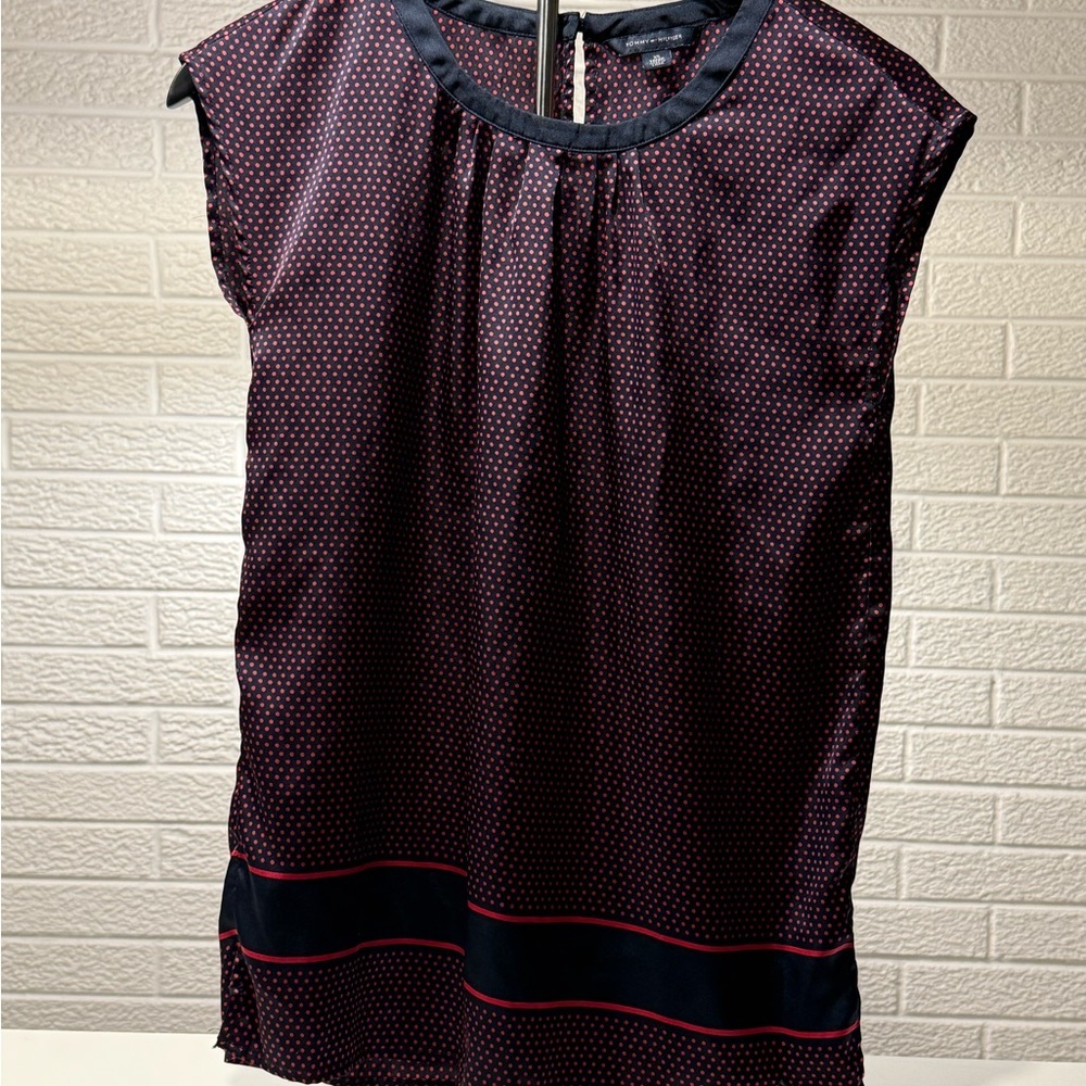 Tommy Hilfiger Red‎ and Black Polka Dot Top